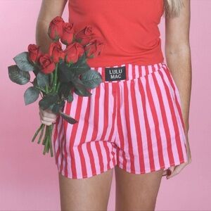 Lulu Mac Red With Pink Striped Boxer Short